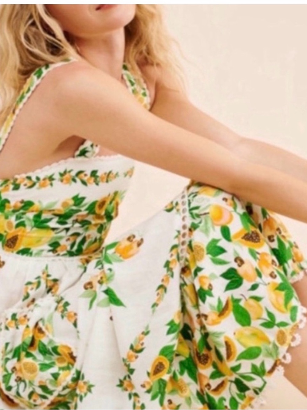 Farm Rio Papaya Salad Scarf Maxi dress - White and Yellow - Picture 4 of 13